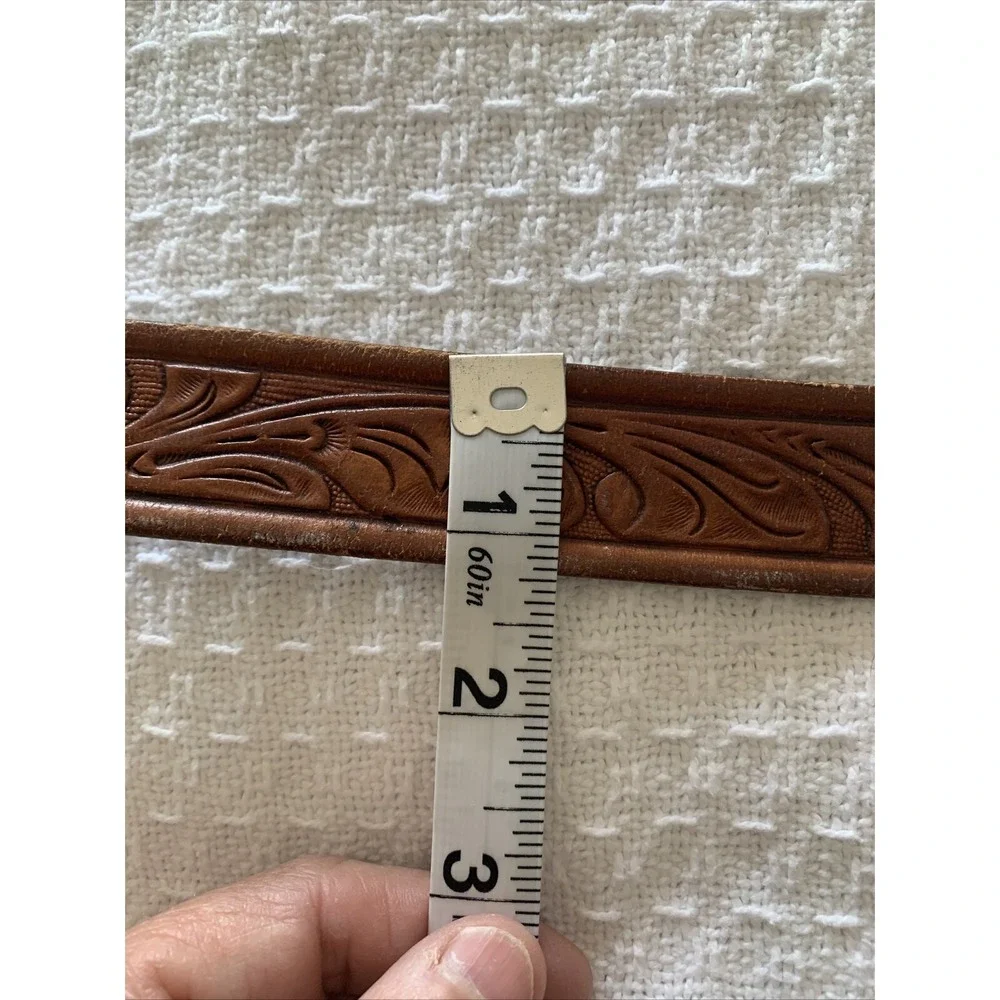 Vtg Tooled‎ Western Kids Belt Brown Leather Size 32